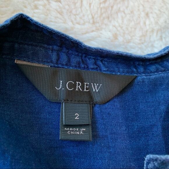 J Crew dark blue chambray popover button top size 2 - Picture 9 of 12